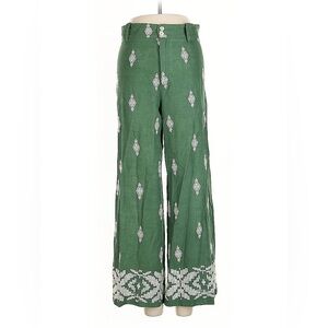 Zara Green Wide Leg Pants with White Pattern